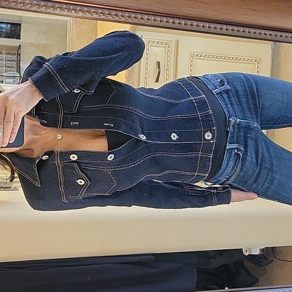 Charlotte Russe Dark Denim Button-down Jacket, S - Picture 4 of 16